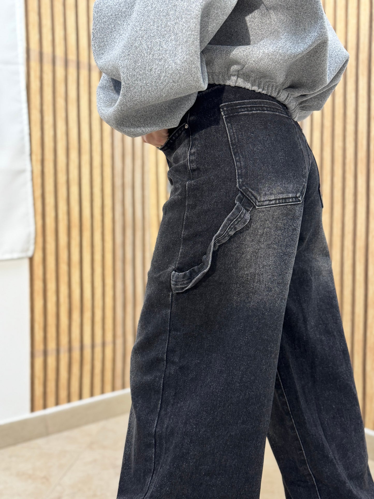 JEANS WIDE LEG BLACK