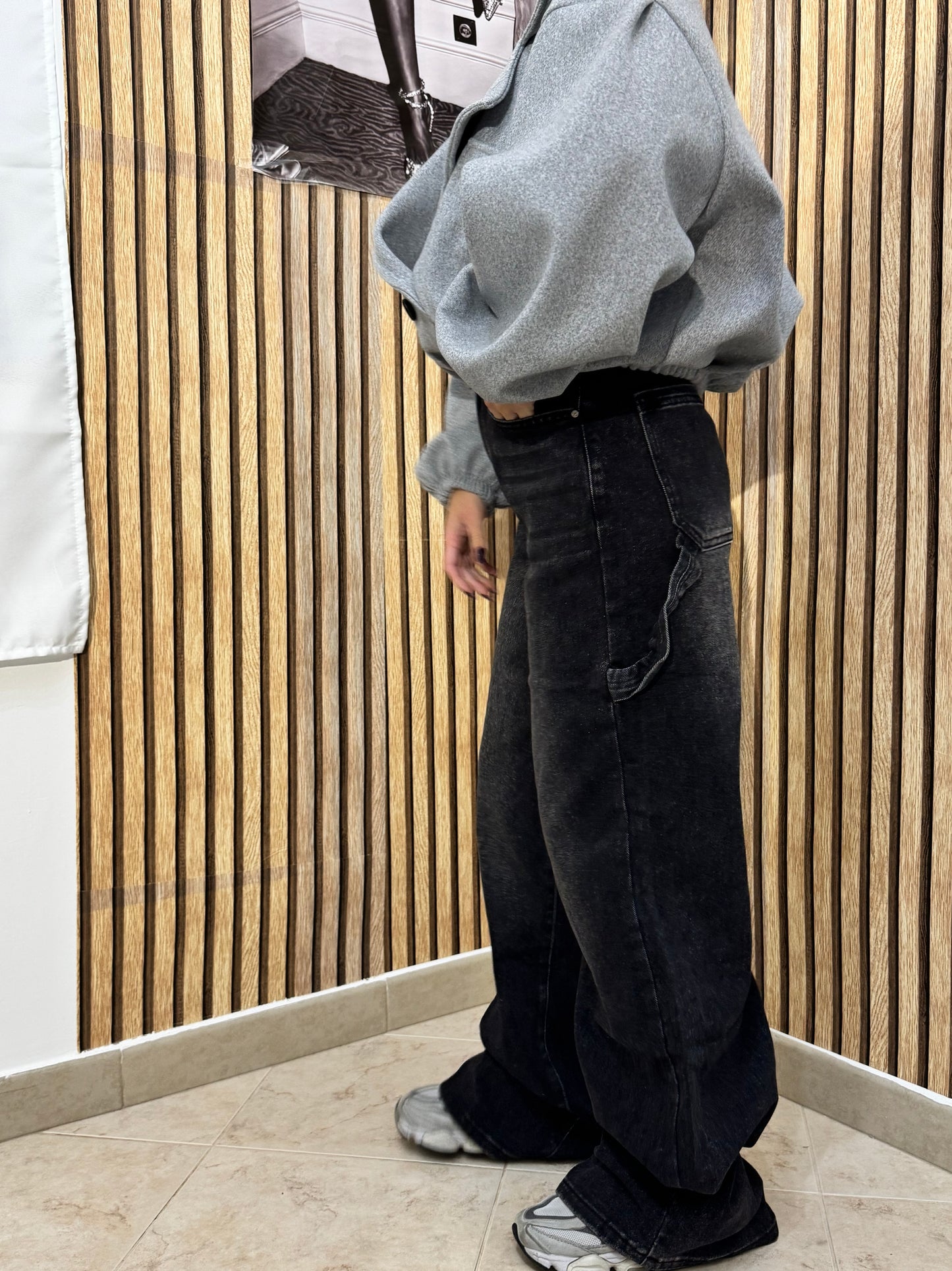 JEANS WIDE LEG BLACK